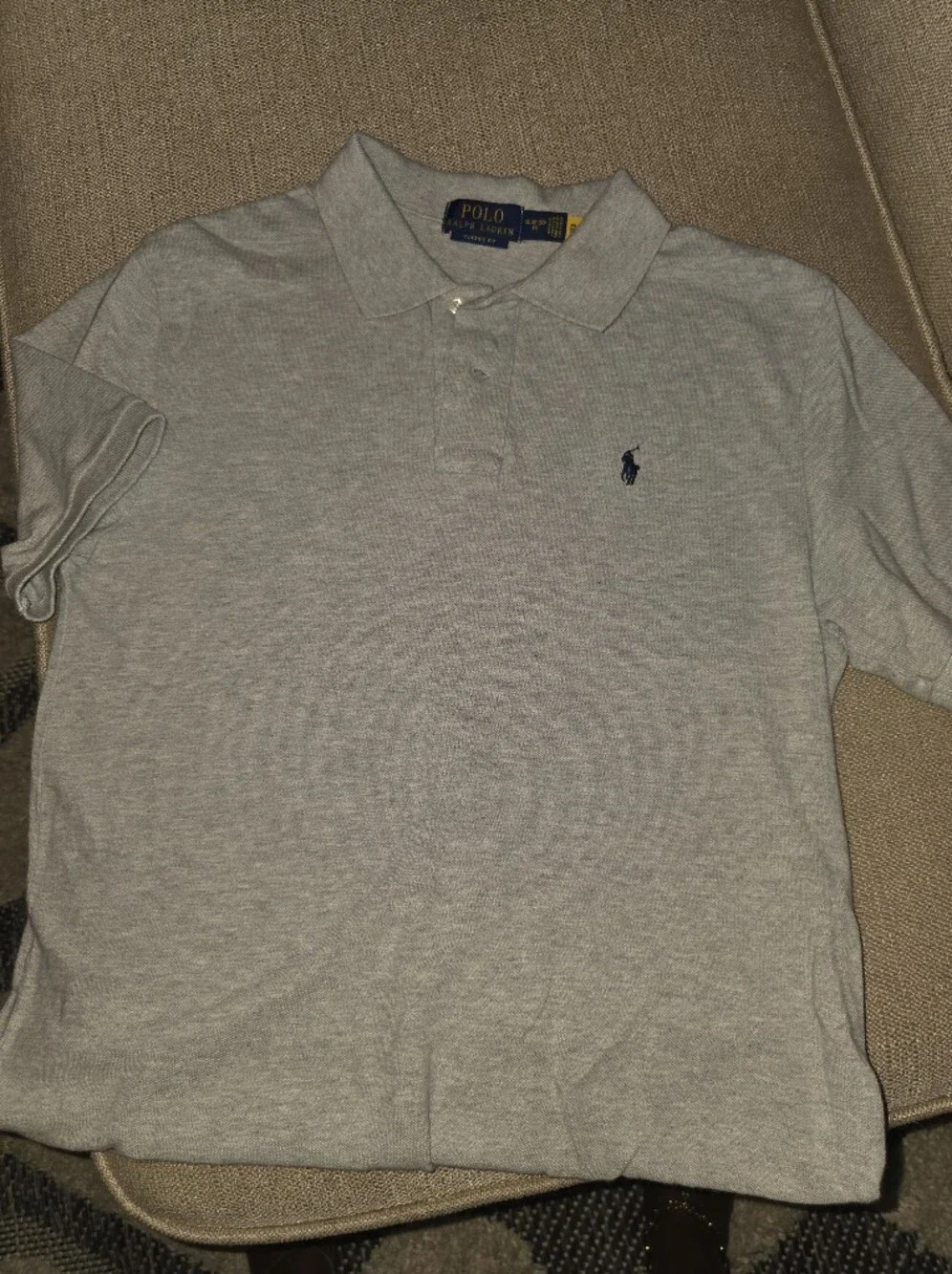 Ralph Lauren Light Gray Polo with Navy Pony